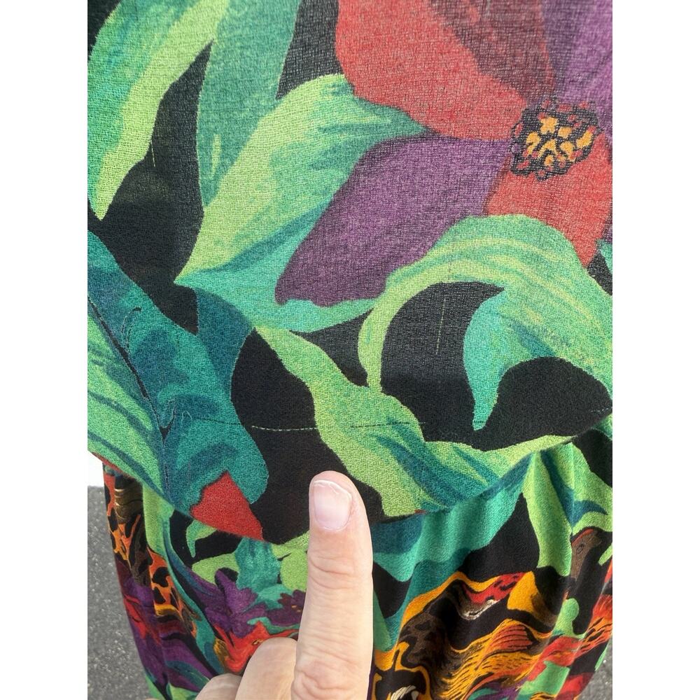 Vintage 90s Carol Little 3 Piece Tropical Rayon Set Top Skirt Pants USA Size 10 - Picture 13 of 16